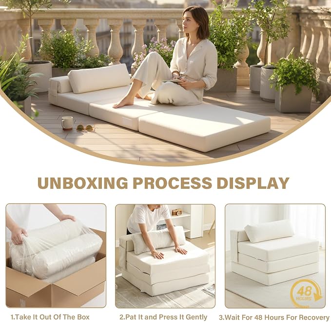 Folding Sofa Bed Chair, 4-Fold Convertible Sleeper Chair - Image 9