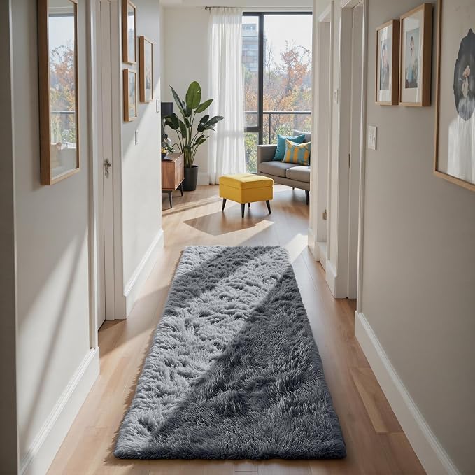 Grey 3x7 Area Rugs for Bedroom, Fluffy Shag Rug Small Rug Bedroom Carpet | - Image 3