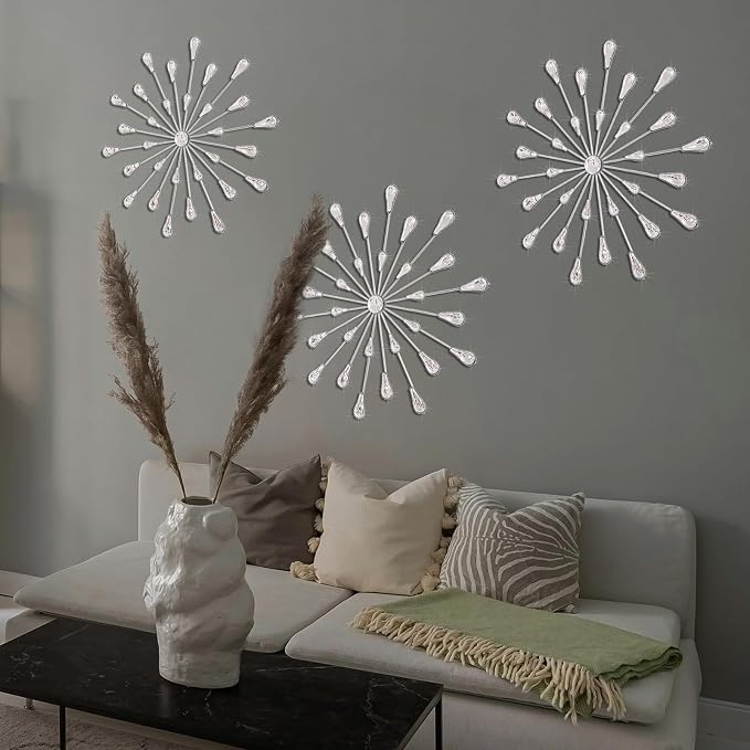 ZEXUIRU 3 Set Silver Starburst Wall Art - Image 5