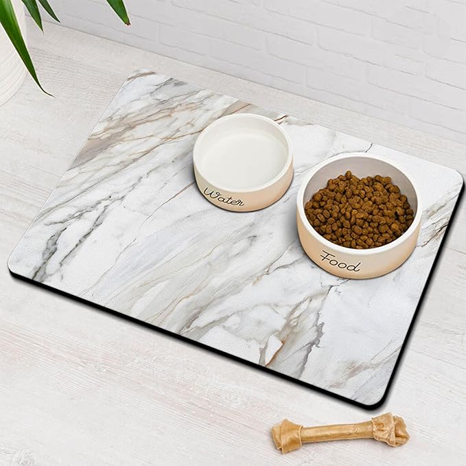 Dog Food Mats for Floors Absorbent, Pet Cat Food Mat - Quick Dry Dog Bowl Mats for Food and Water, Eco-Friendly Boho Pet Supplies