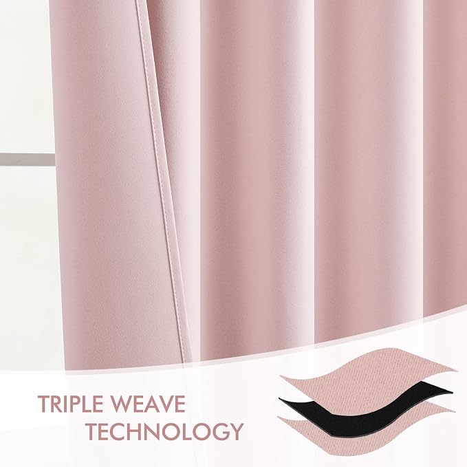 MIULEE Light Pink Back Tab Blackout Curtains 52x63 Inches Long 2 Panels Set | - Image 7