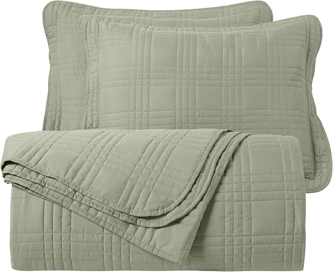 Chezmoi Collection Kingston Queen Size Bedspread Set, 3-Piece Sage Green - Image 9