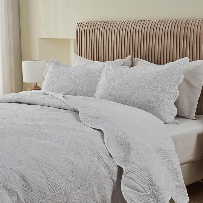 Kingnex Oversized Cal King Bedspreads 120x120 Ultrasonic Quilted White | - Image 7