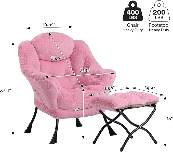 HollyHOME Lazy Chair with Foldable Ottoman, Accent Comfy Lounge Armchair and - Image 3