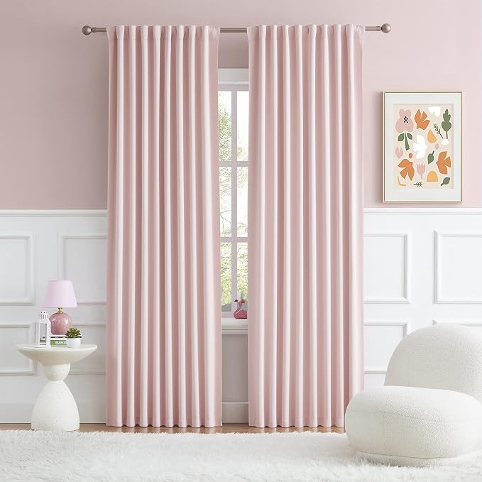Back Tab and Rod Pocket Muted Pink Curtains by DUALIFE