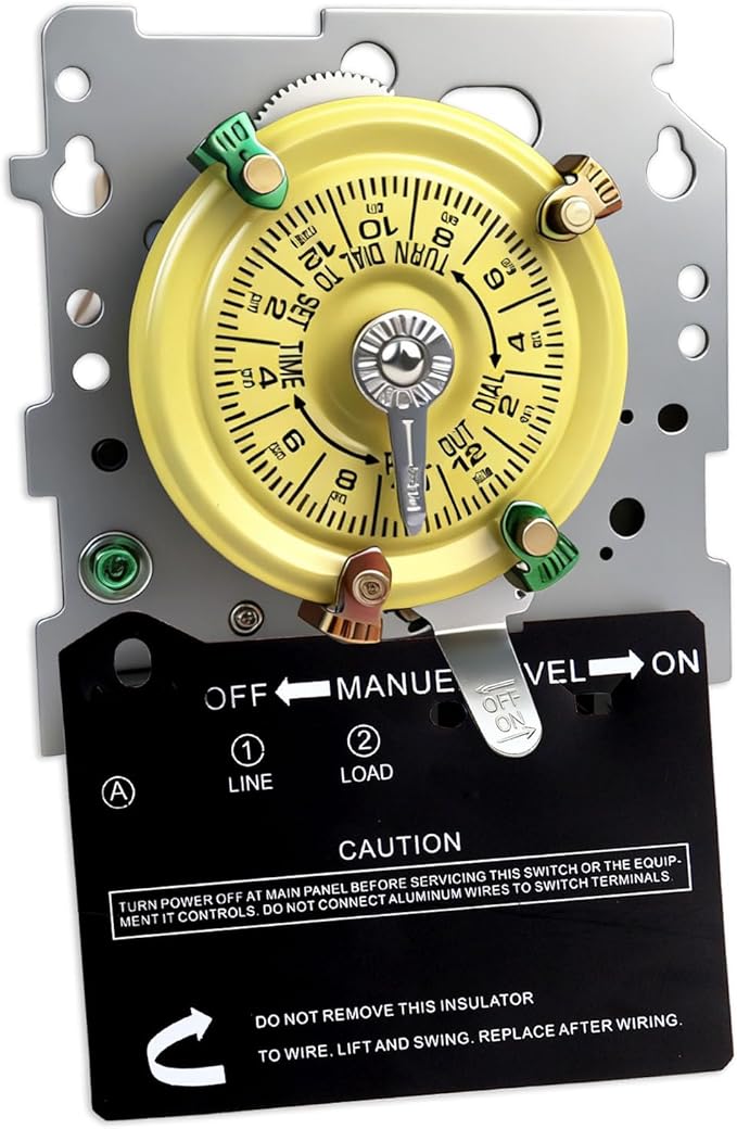 T101M Pool Timer Mechanism Only, Pool Pump Timer, 120V 2HP SPST 40A Time Switch, 24 Hour 12 ON/Off for Pool Pump, Heavy-Duty Mechanical Time Switches,Time Switch Mechanism Only, 5 Years Warranty