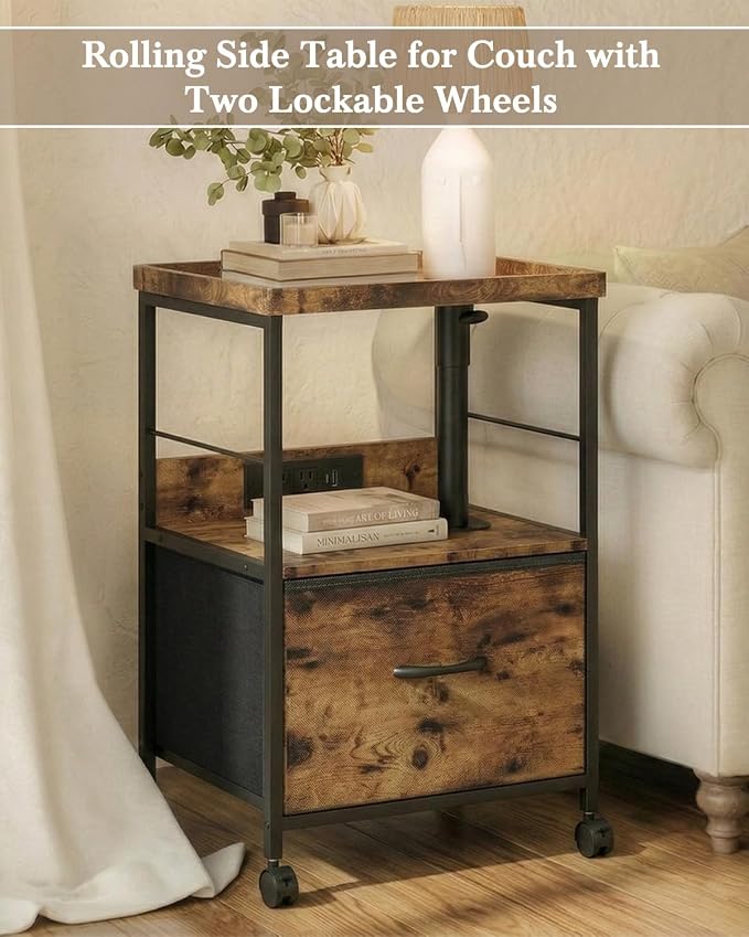 Faesun Swivel Lift Top Nightstand - Image 9