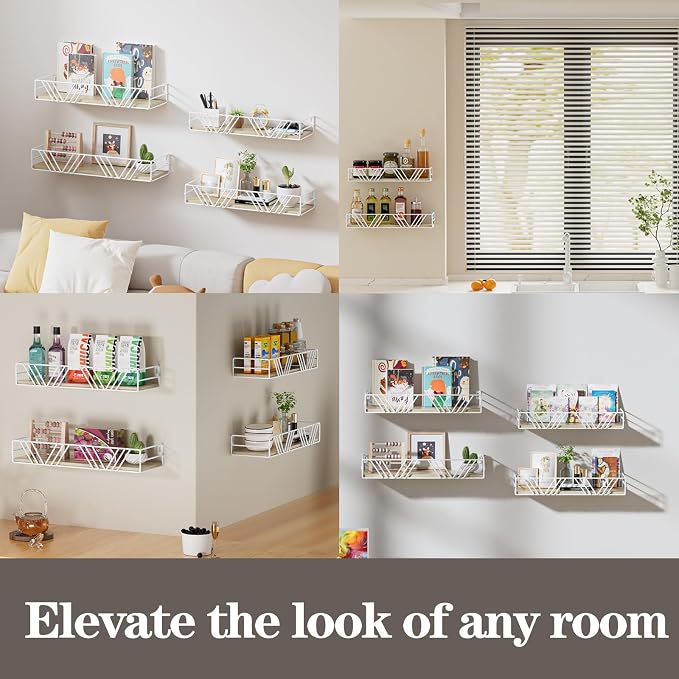 Amaoot Floating Shelves for Wall Set of 4, Wall Shelf Wood Floating Shelf | - Image 6