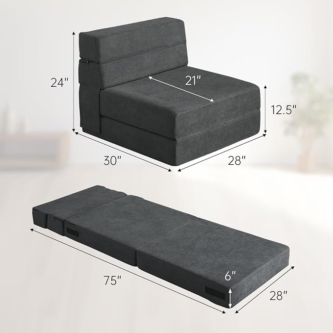 Foling Sofa Bed Convertible Sleeper Chair, Fold Out Chair Bed - Image 2
