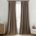 MIULEE 100% Blackout Back Tab Pleat Linen Curtains 50" Wx96 L, Dutch Cocoa | 2 by MIULEE