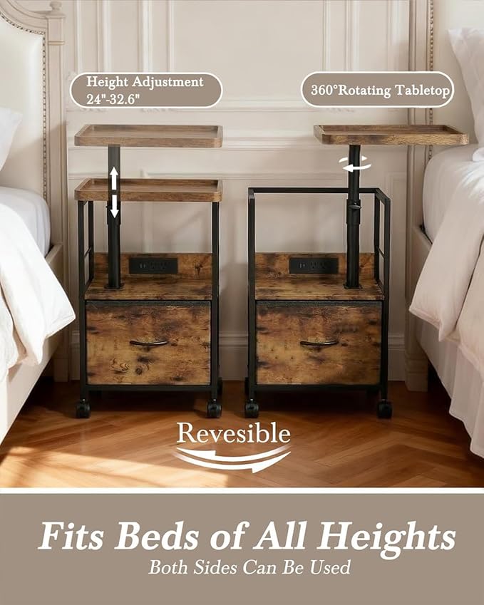 Faesun Swivel Lift Top Nightstand - Image 4