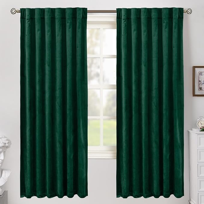 BGment Emerald Green Velvet Curtains 72 Inch Length by BGment