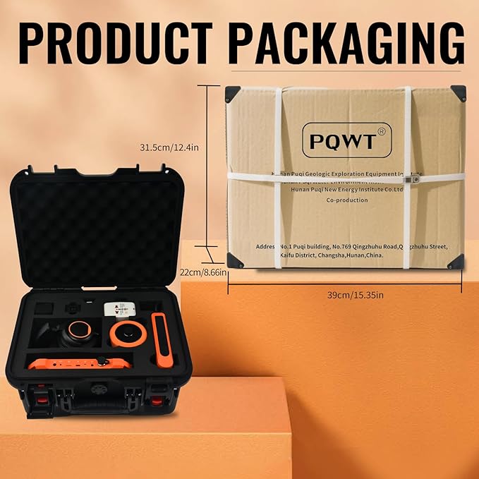 PQWT Underground Water Leak Detectors PQ125B Outdoor Wall Pipe Water Leakage Detection with Touchscreen Earphone and Carrying Case Sensor Acoustic Pipeline Sound Intensifier