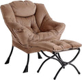 Lazy Chair with Ottoman, Comfy Accent Reading Chair, Dark Brown | Foldable by LITA