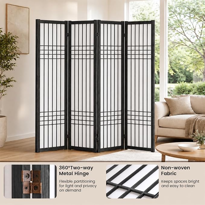 Shoji Room Divider, Lightweight Folding Privacy Screen, Dressing Areas - Image 2
