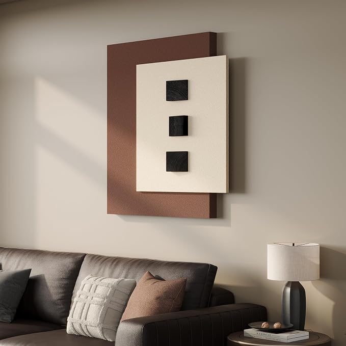 Cuspin Modern 3D Wood Wall Art for Living Room, Neutral Minimalist Textured - Image 2