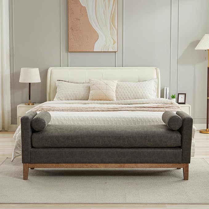65.6" End of Bed Bench Vegan Leather - Image 7