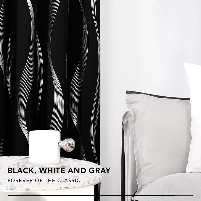 Deconovo Curtains for Living Room, Pattern Blackout Curtains 63 Inches Long | - Image 3