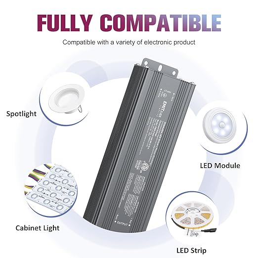 EMITEVER Triac Dimmable LED Driver,2 Packs 120W Power Supply,AC 120V to DC 24V Transformer,Compatible with Lutron and Leviton Dimmers,for LED Lighting,Class 2,ETL Certified,Waterproof IP66