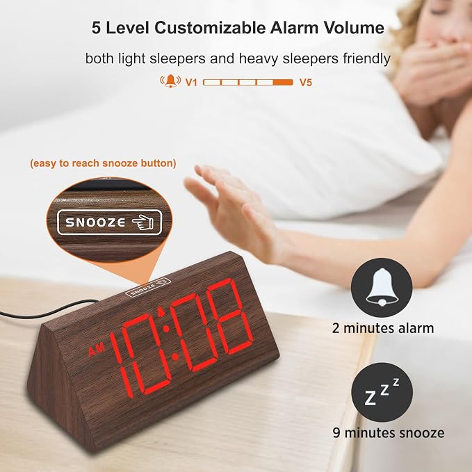 DreamSky Wooden Digital Alarm Clock - Image 6