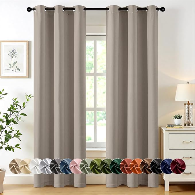 MIULEE Blackout Curtains for Bedroom 2 Panels 40 x 84 Inch Long Stone | Thermal by MIULEE