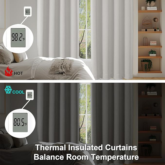 Simplebrand Ava Natural Short 24 Inches Blackout Curtain 2 Panels Set, Half - Image 5
