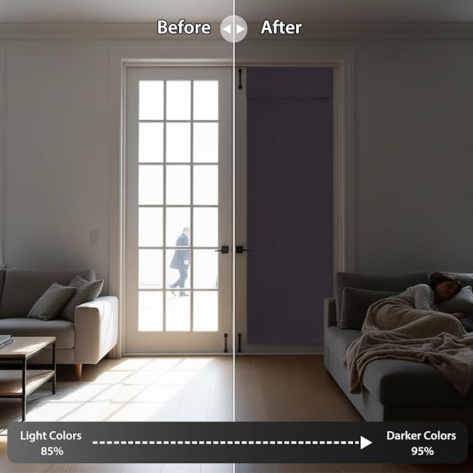 RYB HOME Blackout French Door Curtain, No Drill, W26 x L69, 1 Panel | Self - Image 5