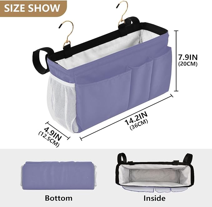 Purple Bedside Caddy Storage Bag Bedside Organizer - Image 4