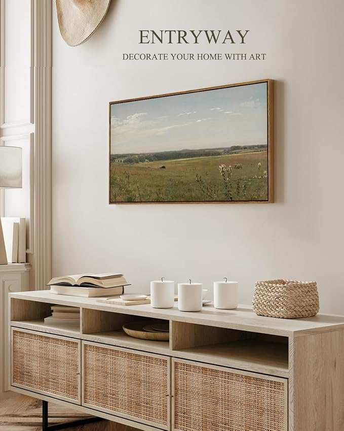 InSimSea Extra Large Framed Vintage Wall Art, Pastoral Field, 20x40inch | - Image 4