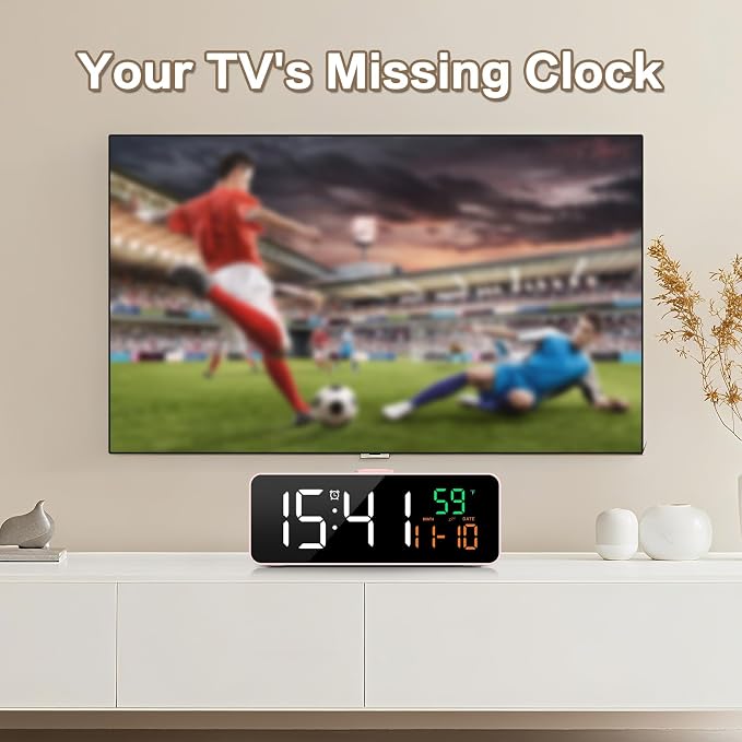 3-in-1 Digital Clocks for Living Room, Small & Compact Alarm Clock | Temperature - Image 3