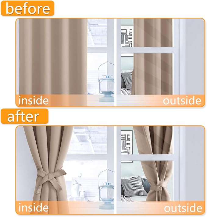 Blackout Curtains for Bedroom, 42 x 72 Inches Long, 2 Panels | Thermal - Image 4