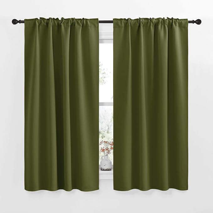 NICETOWN Olive Green Blackout Curtains - Image 2