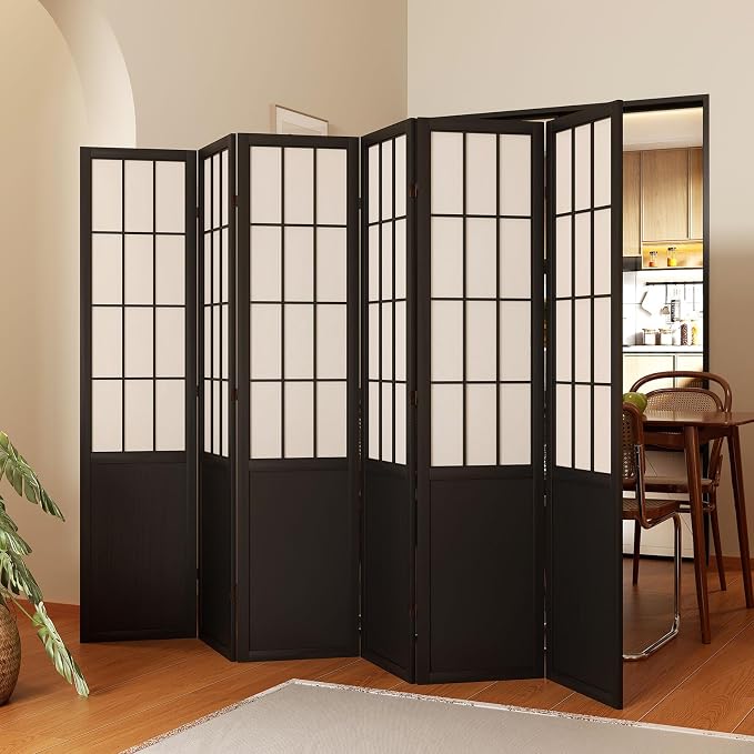 Room Divider, 66.9Inch Tall Japanese Shoji Style Folding Wood Screen - Image 3