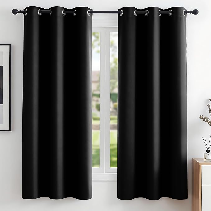 Deconovo Blackout Curtains for Bedroom and Living Room 54 Inches Long | Black by Unknown
