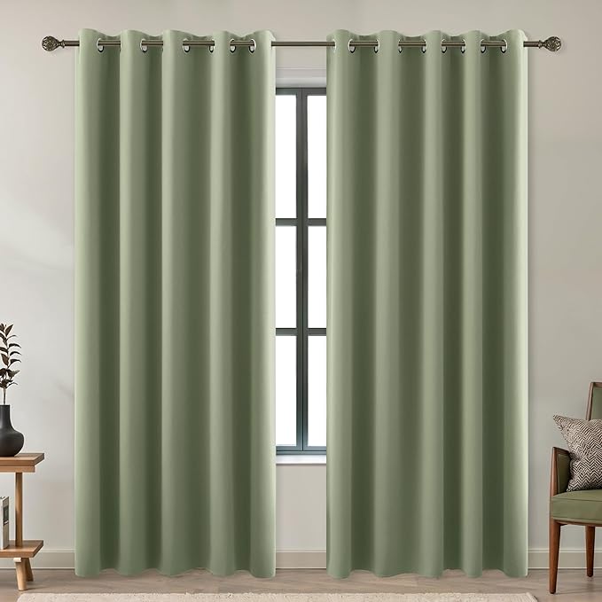 KOUFALL Dark Sage Curtains 72x63 Inches Long by KOUFALL
