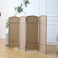 4 Panel Rattan Divider Short Room Partition Screen, Double Sided Folding Divider by Furnnylane