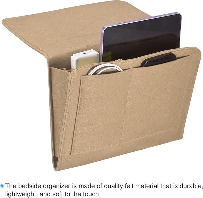 PATIKIL 11in Bedside Caddy, Bed Caddy Bedside Organizer Hanging 5 Pocket Soft - Image 4