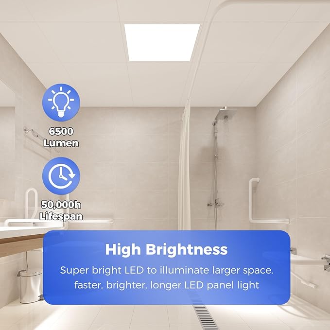 AIKVSXER 48 Pack 2x2 LED Flat Panel Light, Bright 6500LM Kitchen Drop Ceiling Light Fixtures,Dimmable,Selectable Features,5CCT 3000K/4000K/5000K/5700K/6500K, 5 Wattages 30W/35W/40W/45W/50W