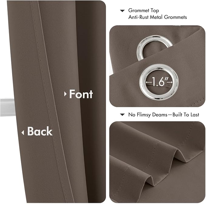 MIULEE Blackout Curtains for Bedroom 2 Panels 40 x 84 Inch Long Tan Brown | - Image 4