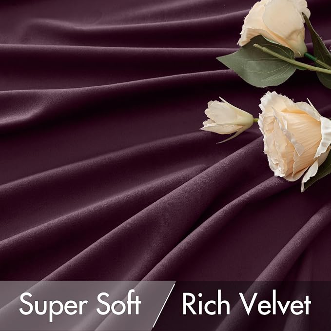 MIULEE Dark Purple Velvet Pinch Pleat Blackout Curtains W52 X L96 Inches | 2 - Image 5