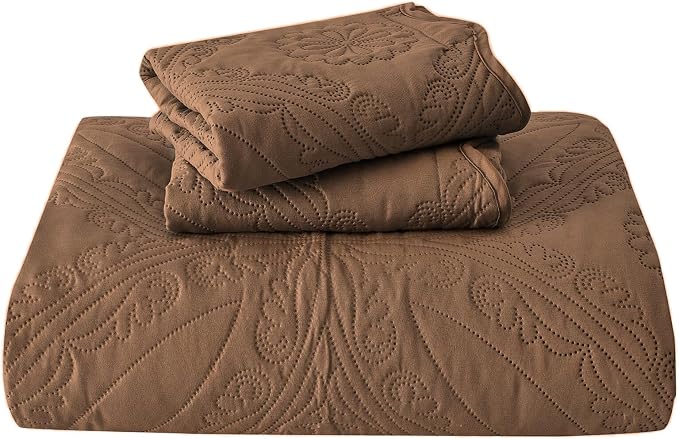 Kingnex Oversized King Bedspreads 128x120 Ultrasonic Quilted Coffee | Extra - Image 8