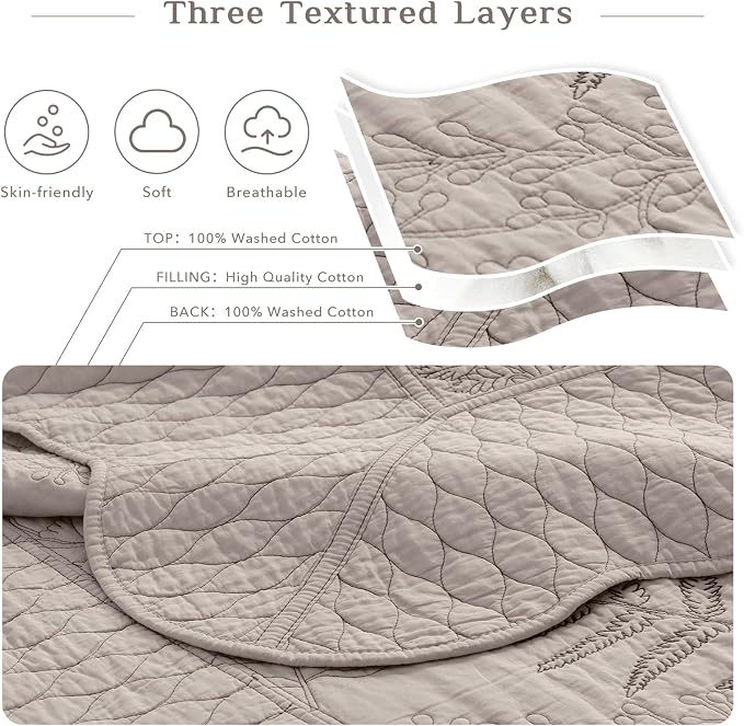 CozyTide Oversized King Bedspread 120x120, Pre-Washed Cotton Extra Large King - Image 4