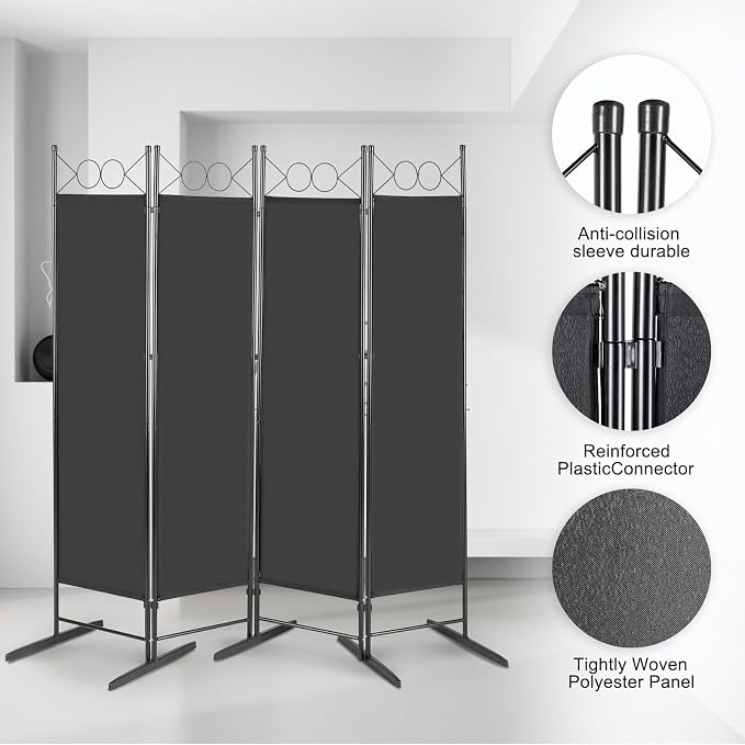 5.74ft Folding Room Divider Privacy Screens, 4 Panel Freestanding Wall Divider - Image 4