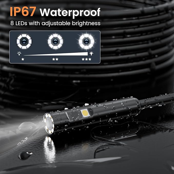 Endoscope Camera with Light: Dual Lens Industrial Endoscope Borescope - 1080P HD Borescope Camera with Light- 16.4FT Flexible Waterproof Inspection Bore Scope for Plumbing Automotive Sewer