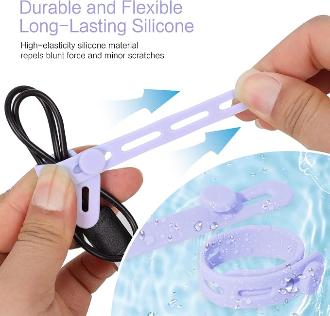 Donruby 30Pcs Silicone Cable Ties, Reusable Cord Organizer Straps, 6 Colors | - Image 4