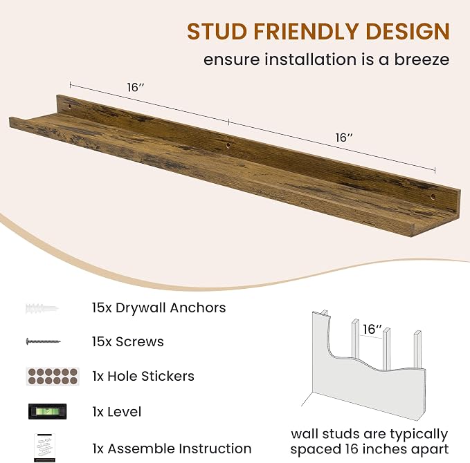 Picture Ledge Shelf, Floating Shelves - Image 5
