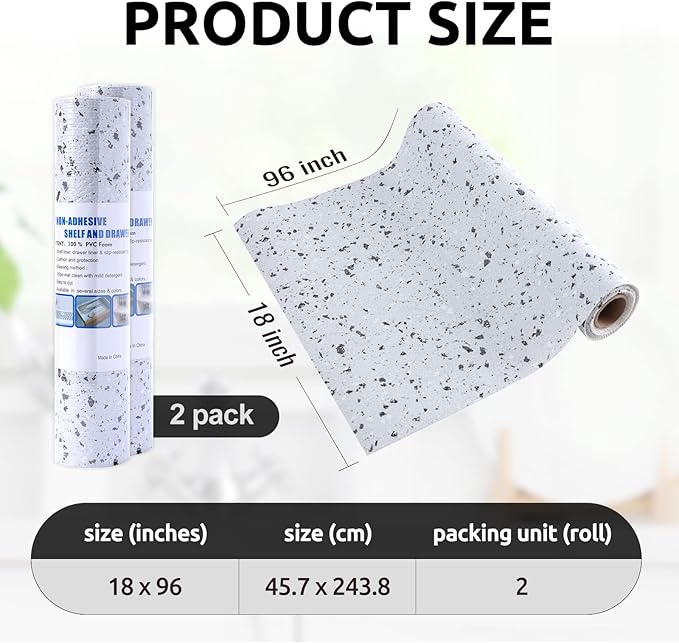 RAY STAR 18X96 Inch Shelf Liner for Kitchen Cabinets, Non-Adhesive Cabinet Liner Washable, PVC Drawer Liner for Dresser Non-Slip Bathroom (Plaid)(2 Roll)