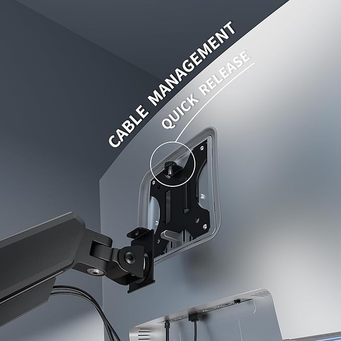 Single Monitor Arm Desk Mount，Gas Spring Monitors Arm for 17-32 inch Screens,Adjustable Computer Monitors Stand up to 4.4 to 19.8 lbs,Vesa Mount with Clamp and Grommet Base, VESA 75 & 100mm
