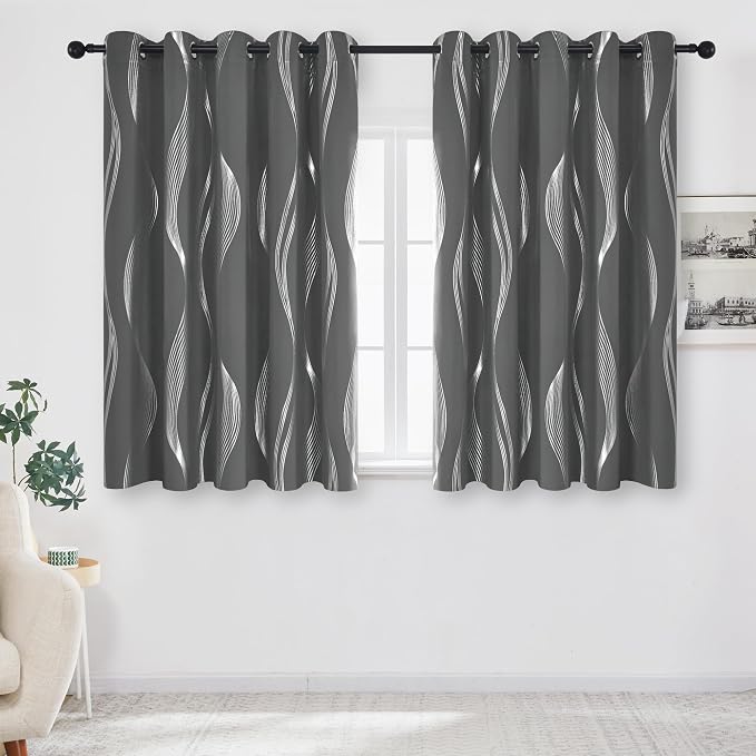 Deconovo Curtains for Living Room, Pattern Blackout Curtains 63 Inches Long | - Image 2