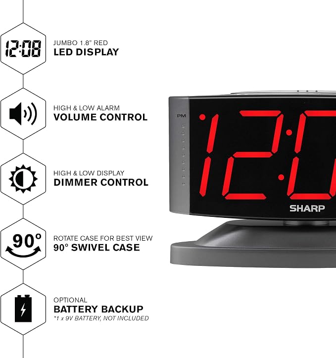 Sharp Outlet-Powered Alarm Clock - Image 2